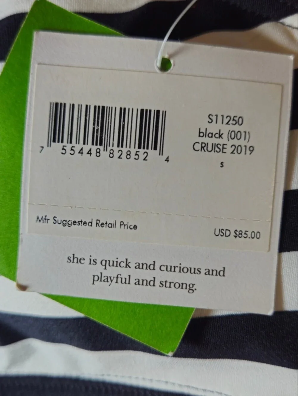 NWT Kate Spade New York Striped Zip Front Bikini Swim Top S $85